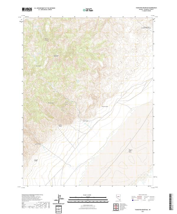 US Topo 7.5-minute map for Tungsten Mountain NV