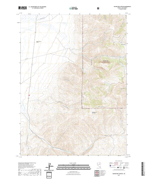 US Topo 7.5-minute map for Water Pipe Canyon NV