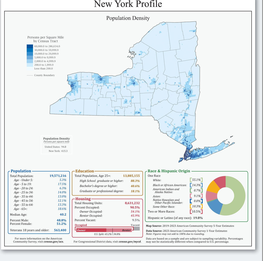 New York Congressional District Wall Map
