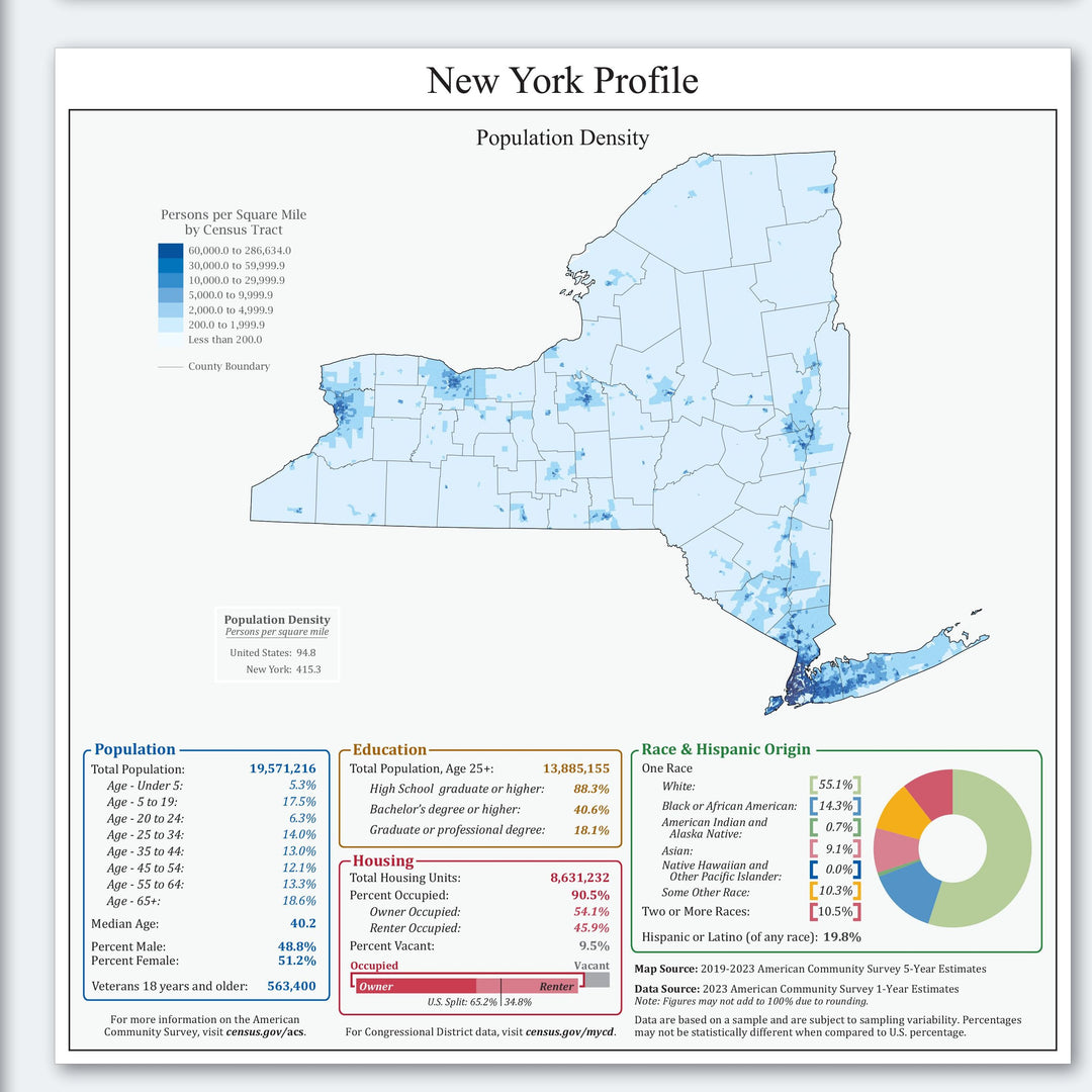 New York Congressional District Wall Map
