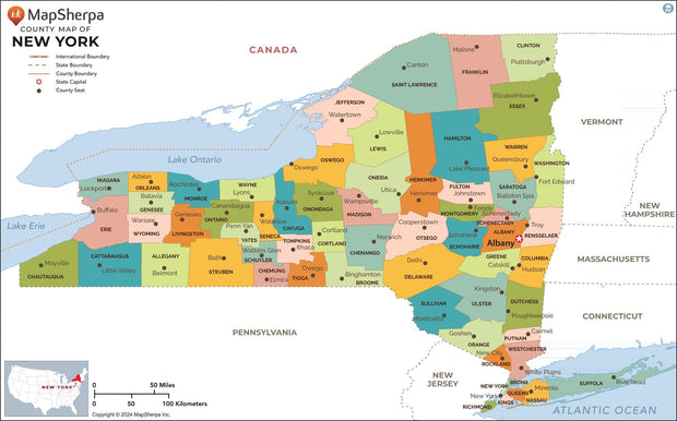 New York County Wall Map