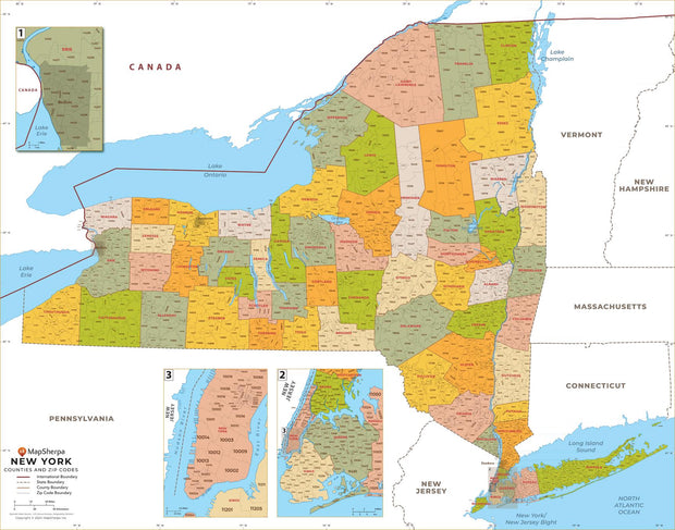 New York Zip Code Map with Counties