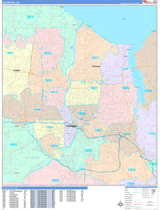 Colorcast Zip Code Style Wall Map of Rochester, NY by Market Maps