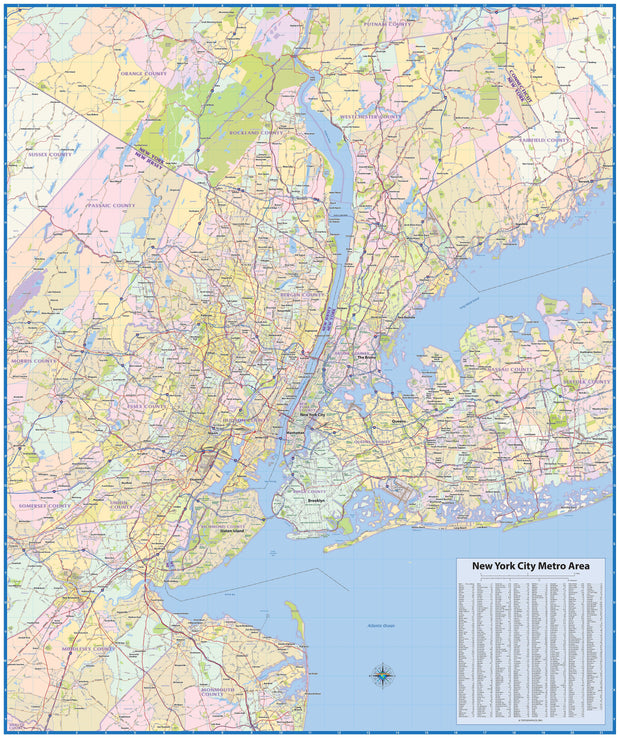 New York City Region Wall Map