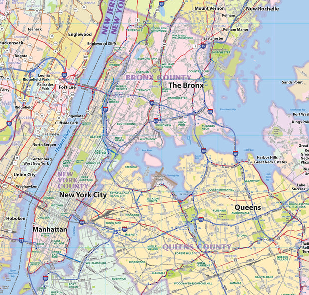 New York City Region Wall Map