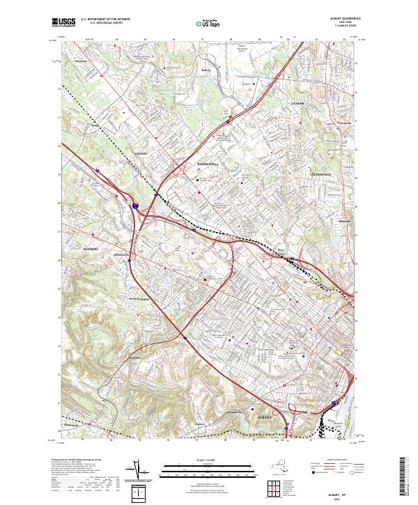 US Topo 7.5-minute map for Albany NY