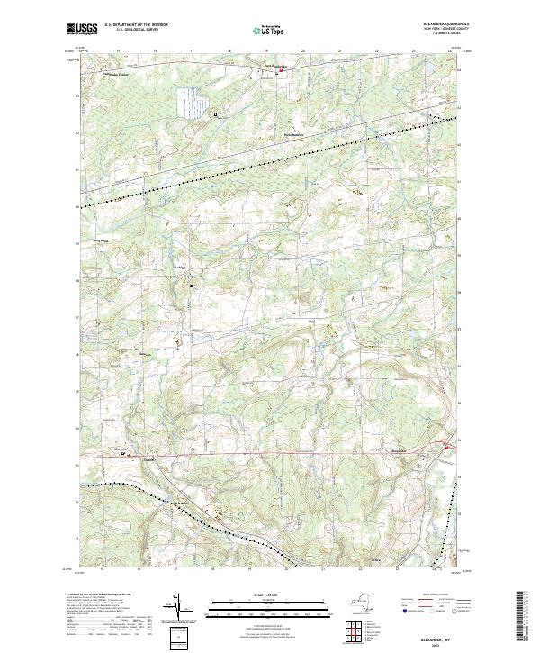 US Topo 7.5-minute map for Alexander NY