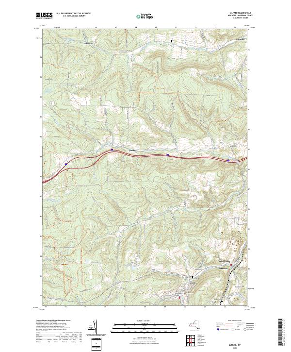 US Topo 7.5-minute map for Alfred NY