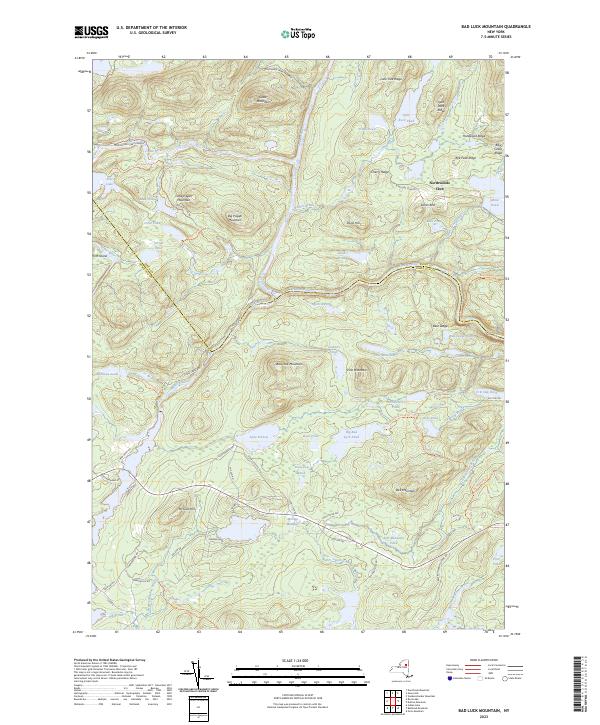 US Topo 7.5-minute map for Bad Luck Mountain NY