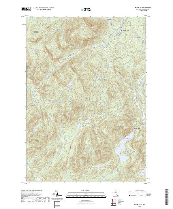 US Topo 7.5-minute map for Bakers Mills NY
