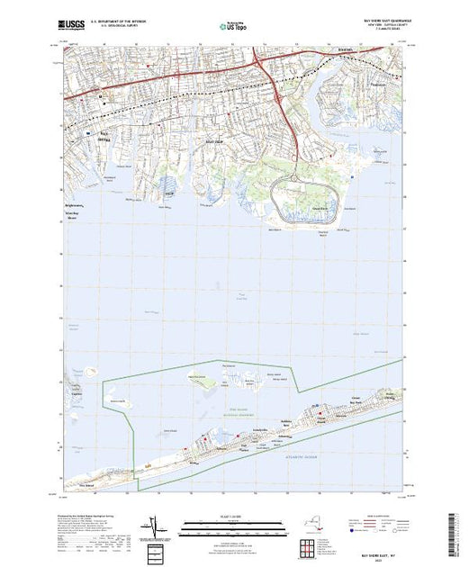 US Topo 7.5-minute map for Bay Shore East NY – American Map Store