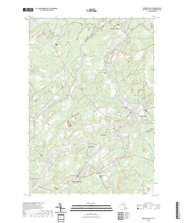US Topo 7.5-minute map for Brasher Falls NY