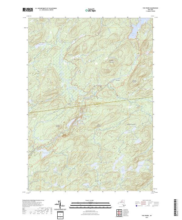 US Topo 7.5-minute map for Five Ponds NY