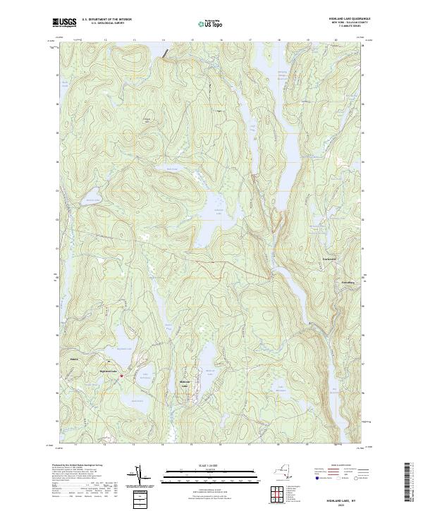 US Topo 7.5-minute map for Highland Lake NY