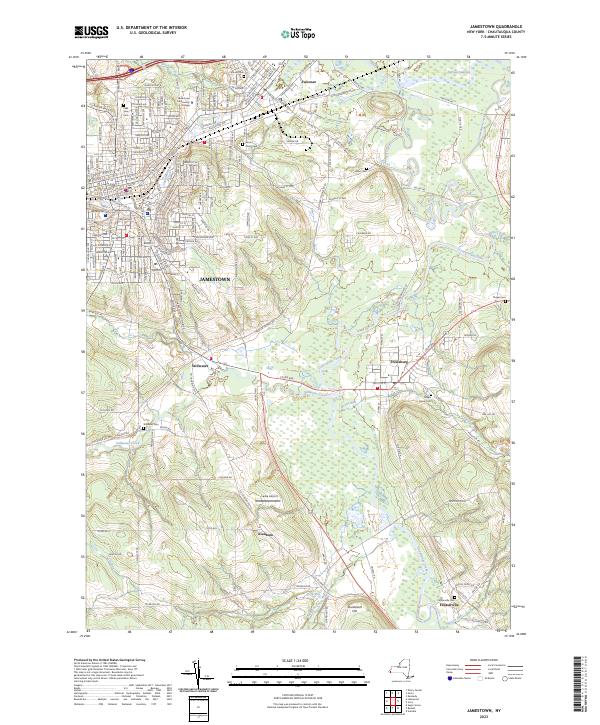US Topo 7.5-minute map for Jamestown NY – American Map Store