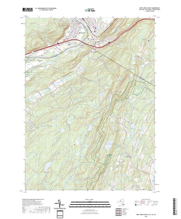 US Topo 7.5-minute map for Port Jervis South NYNJPA