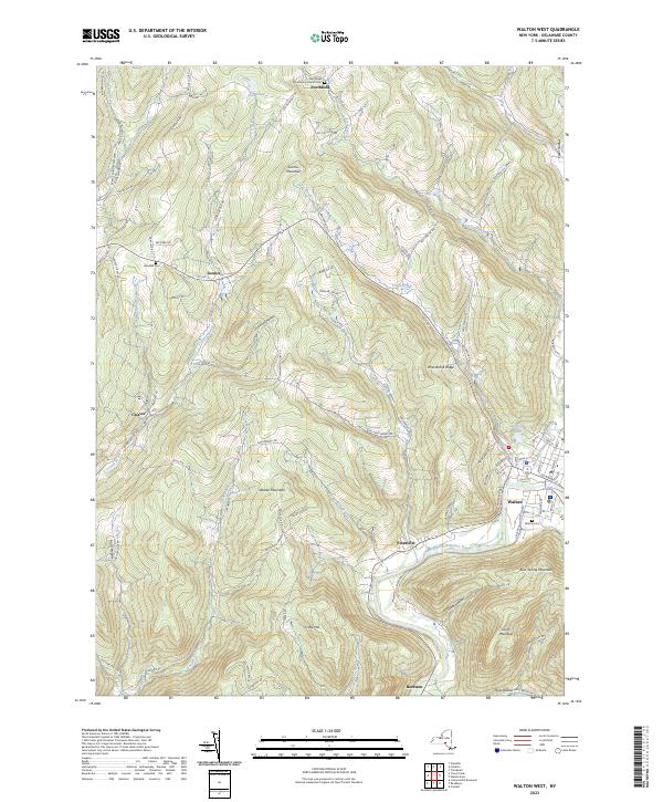 US Topo 7.5-minute map for Walton West NY