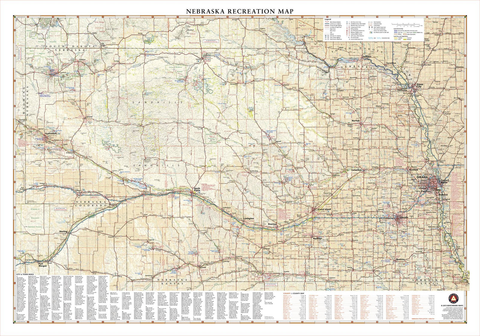 Nebraska Recreation Map by Benchmark Maps