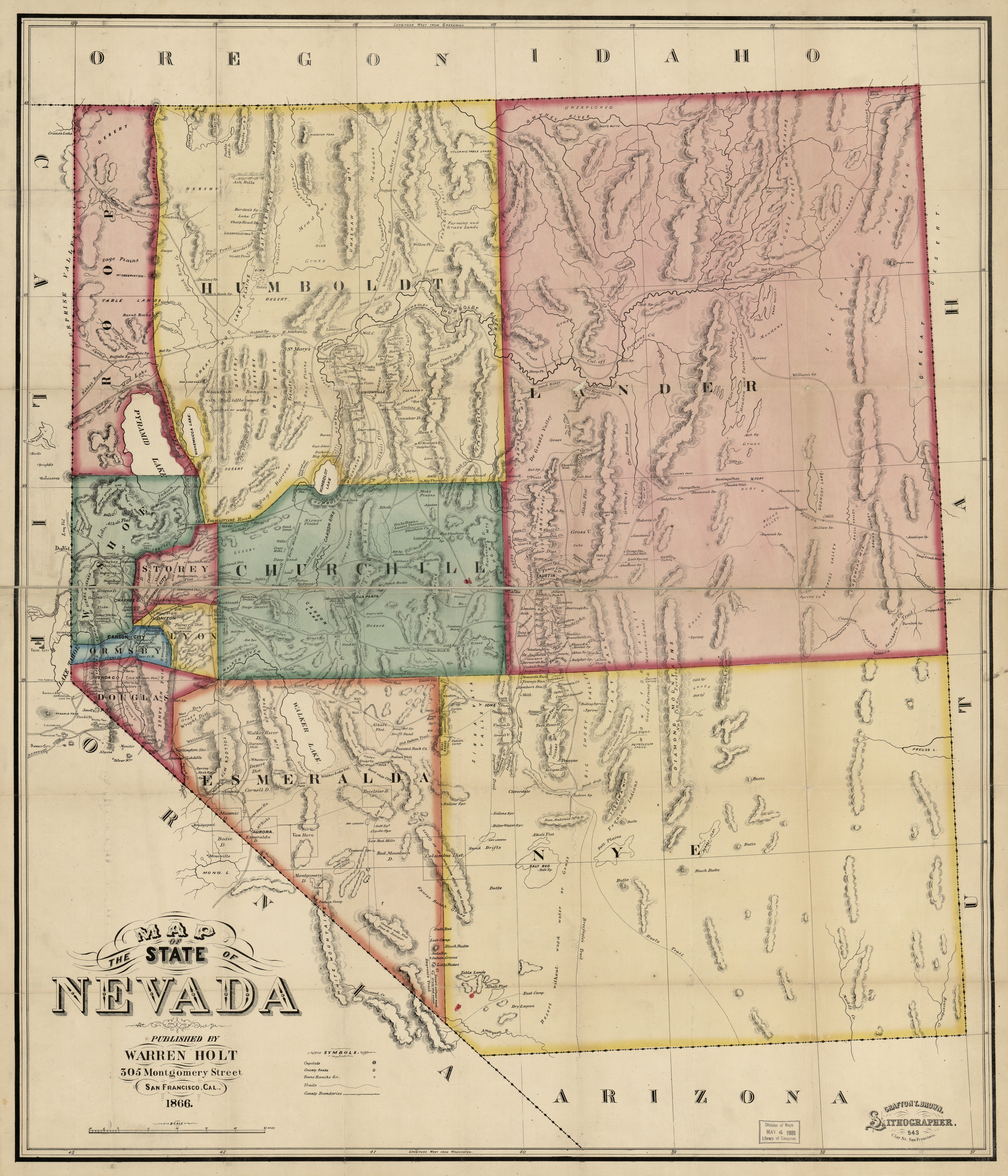 Map of the State of Nevada, 1866 – American Map Store