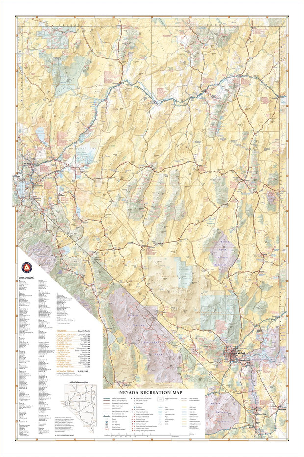 Nevada Recreation Map by Benchmark Maps