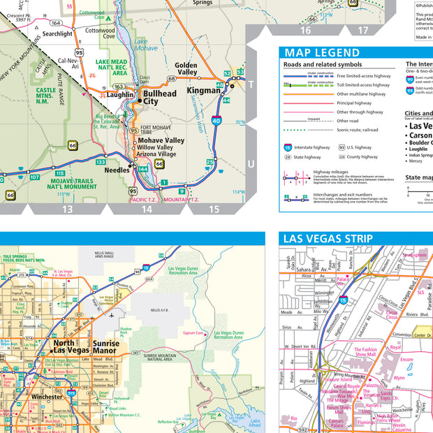 Rand McNally Nevada & Utah Laminated Map - Easy To Fold State Road Map