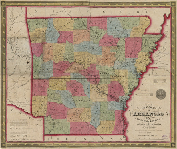 A New Map of Arkansas, 1852