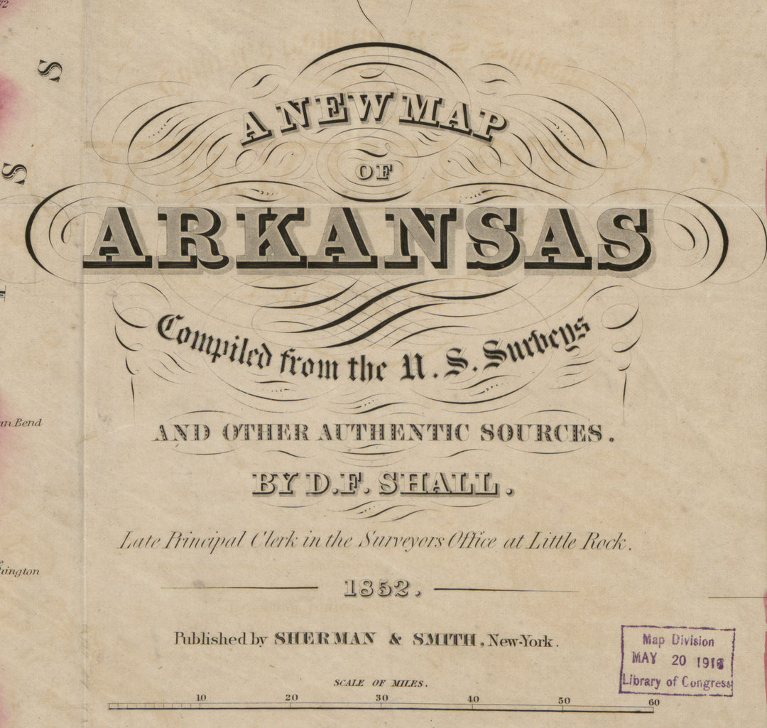 A New Map of Arkansas, 1852