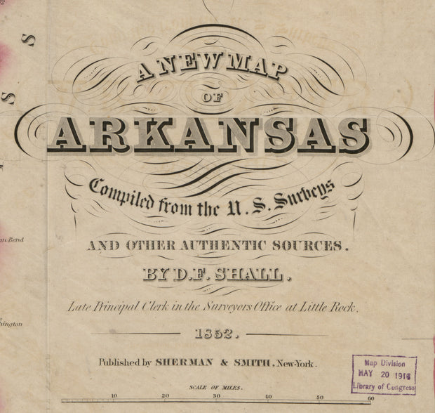 A New Map of Arkansas, 1852