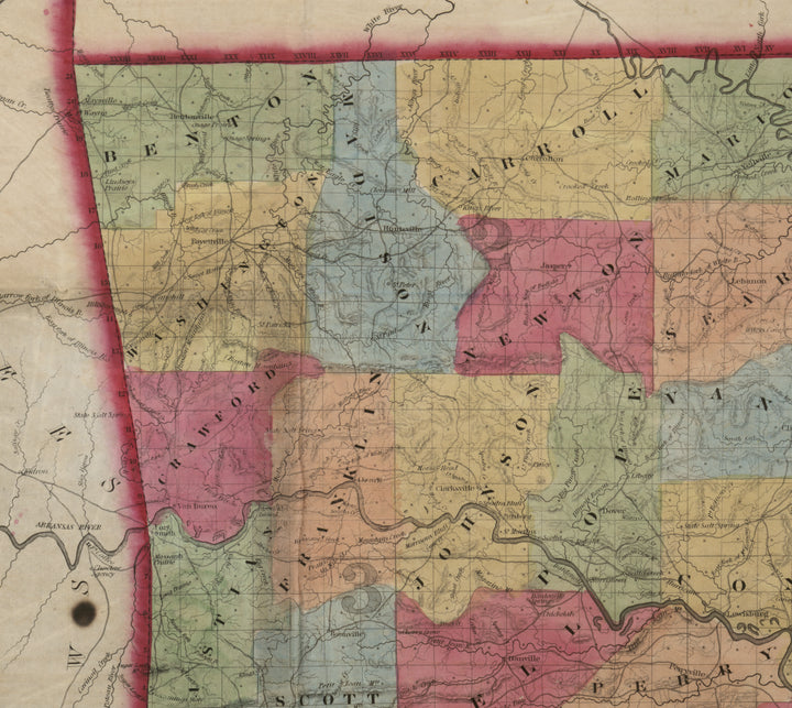 A New Map of Arkansas, 1852