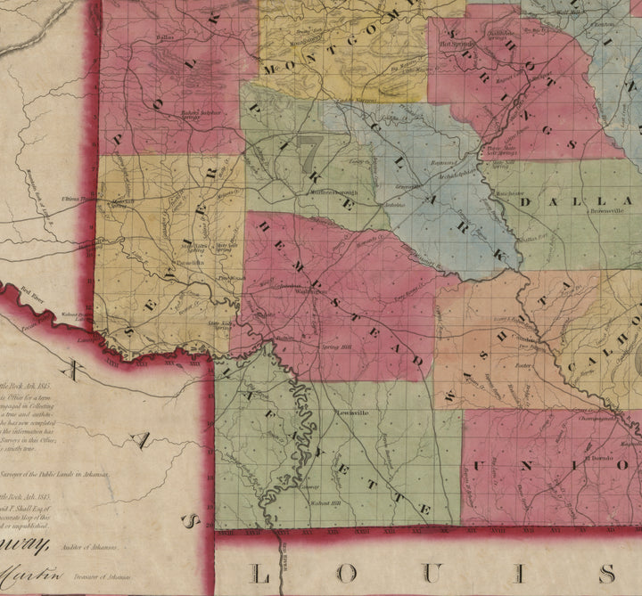 A New Map of Arkansas, 1852