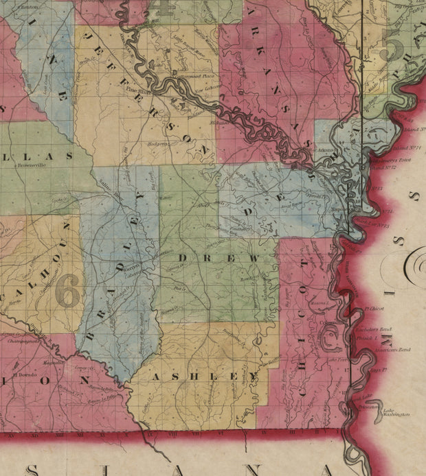 A New Map of Arkansas, 1852