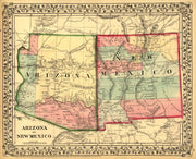Historic Map of Arizona and New Mexico