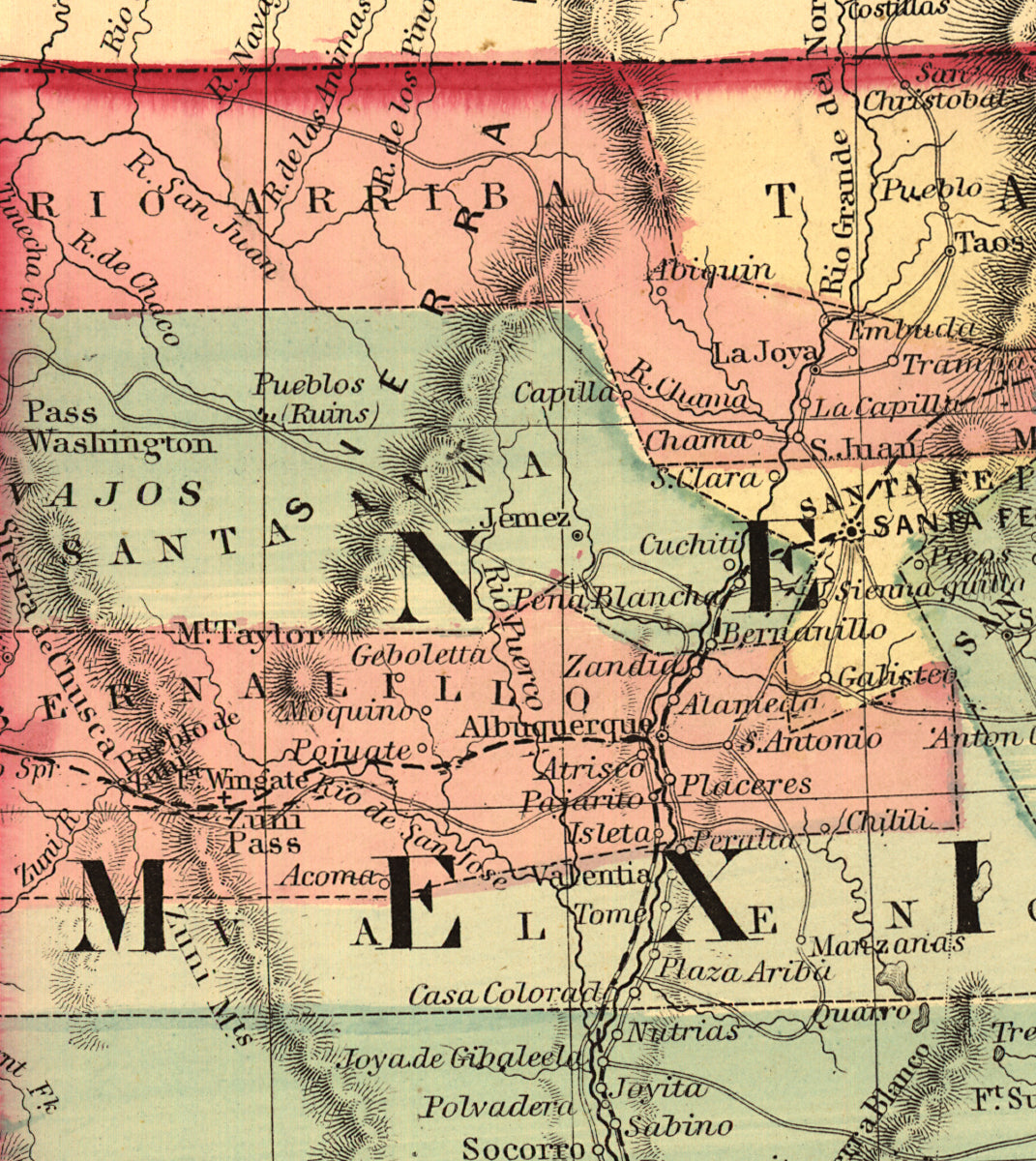 Historic Map of Arizona and New Mexico