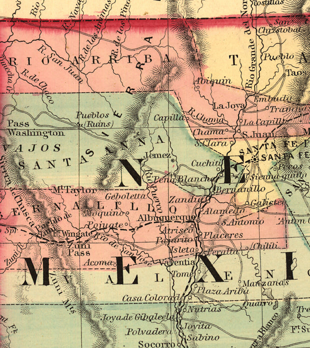 Historic Map of Arizona and New Mexico