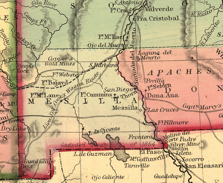 Historic Map of Arizona and New Mexico