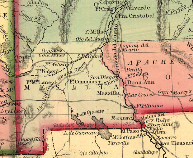 Historic Map of Arizona and New Mexico