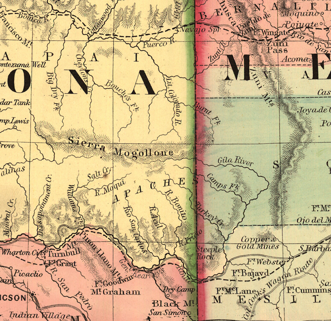 Historic Map of Arizona and New Mexico