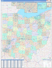 Color Cast Style Wall Map of Ohio by Market Maps