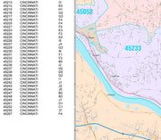 Color Cast Zip Code Style Wall Map of Cincinnati by Market Maps