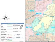 Color Cast Zip Code Style Wall Map of Cleveland by Market Maps