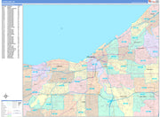 Color Cast Zip Code Style Wall Map of Cleveland by Market Maps