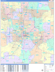 Color Cast Zip Code Style Wall Map of Columbus, OH by Market Maps