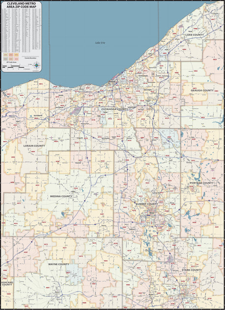 Cleveland Area Zip Code Map – American Map Store