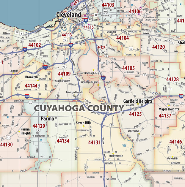 Cleveland Area Zip Code Map – American Map Store