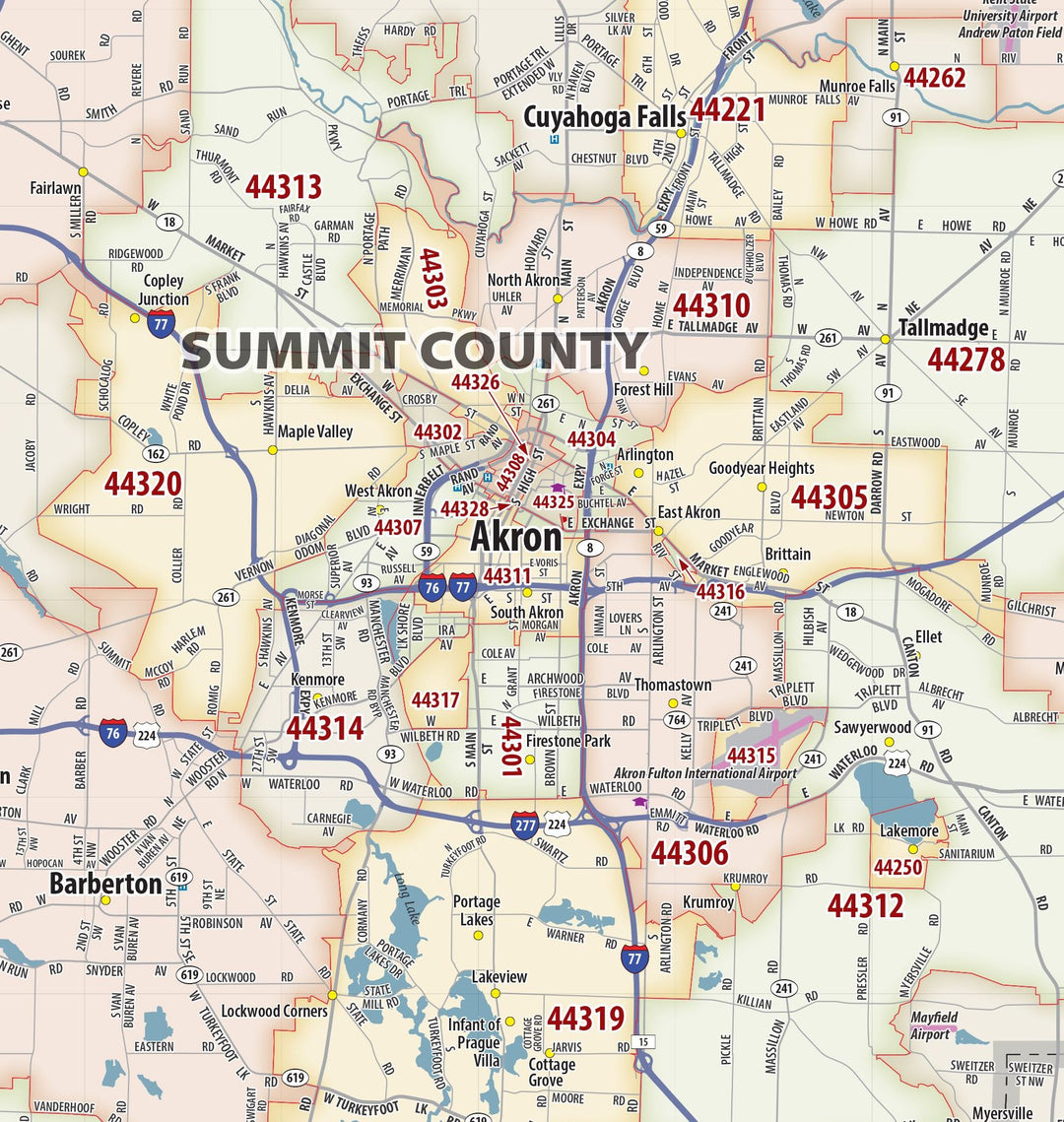 Cleveland Area Zip Code Map