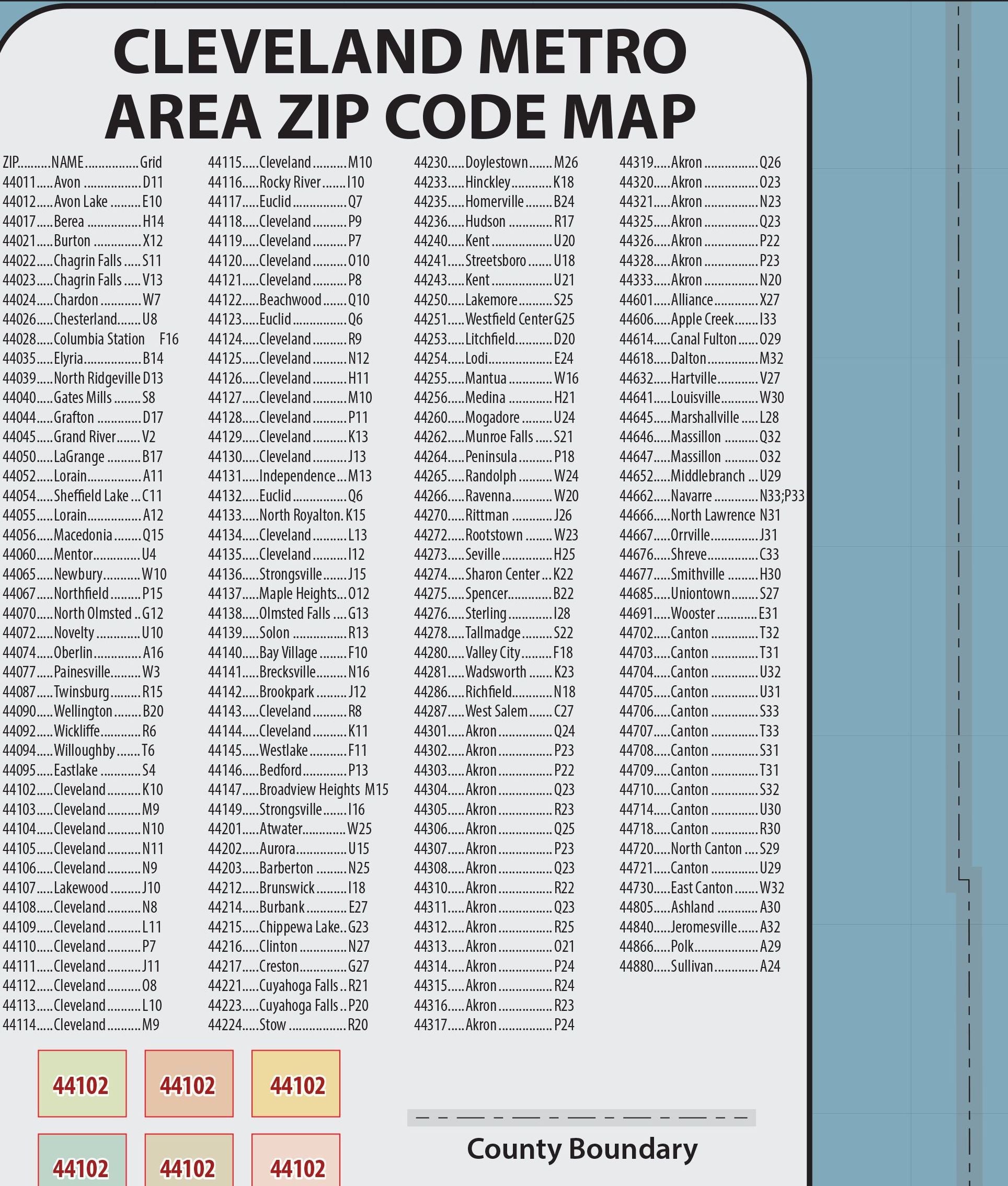 Cleveland Area Zip Code Map – American Map Store