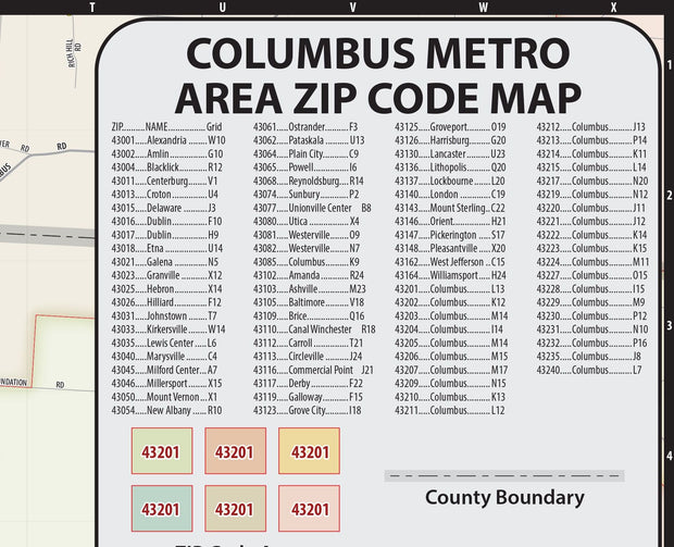 Columbus Area Zip Code Map – American Map Store