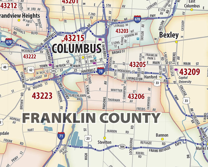 Columbus Area Zip Code Map