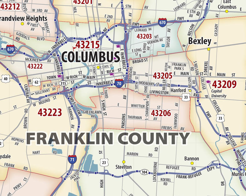 Columbus Area Zip Code Map – American Map Store
