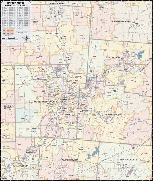Dayton Area Zip Code Map – American Map Store